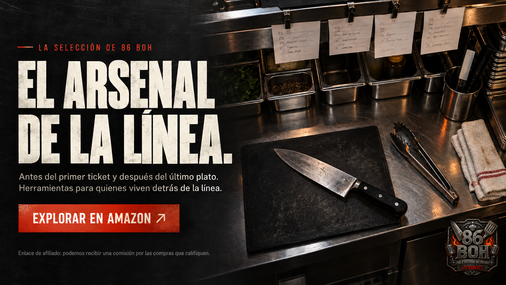 La selección de 86 BOH. El arsenal de la línea. Antes del primer ticket y después del último plato. Herramientas para quienes viven detrás de la línea. Explorar en Amazon. Enlace de afiliado: podemos recibir una comisión por las compras que califiquen.